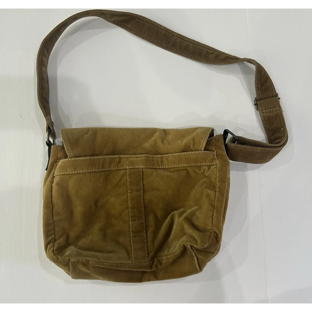 Vintage Y2K Canvas Messenger Bag Brown Boho Crossbody Shoulder Bag Elena Gilbert